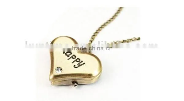 Retro necklace watch happy branded necklace watch quartz necklace watch