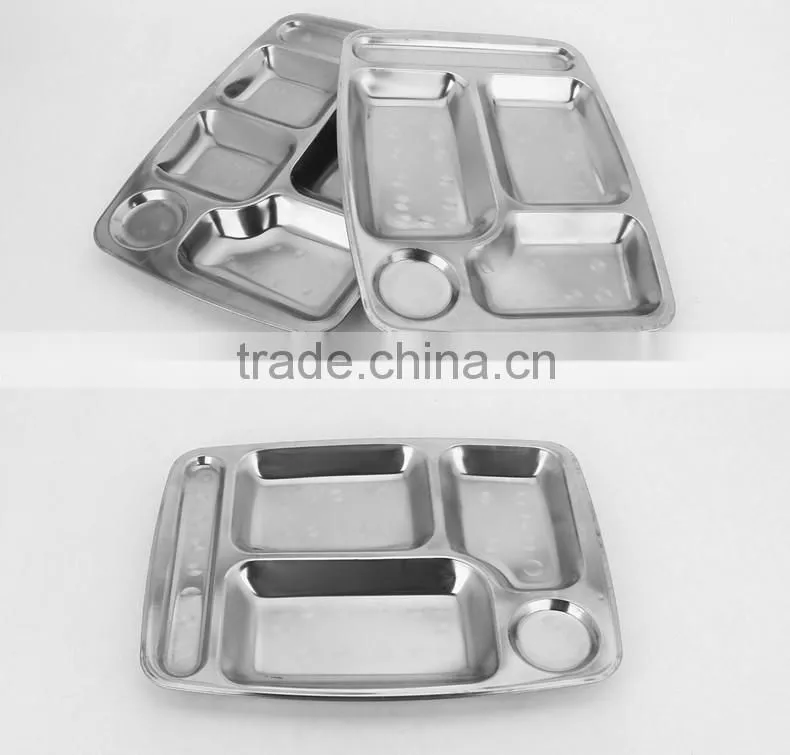 Wholesale Stainless Steel 5 Compartments Lunch box/Tiffin box/ student lunch plate