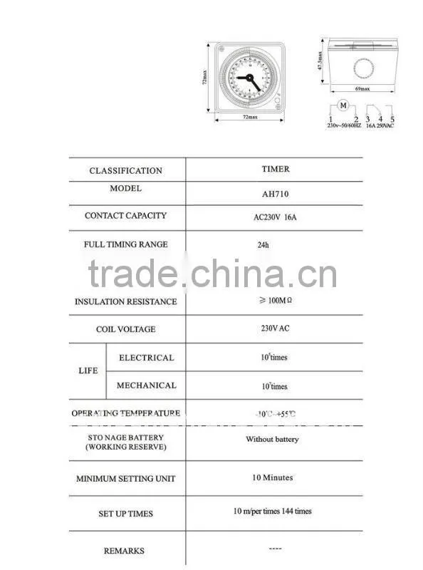 Time Switch AH710(24 hour time switch,time mechanical switch)