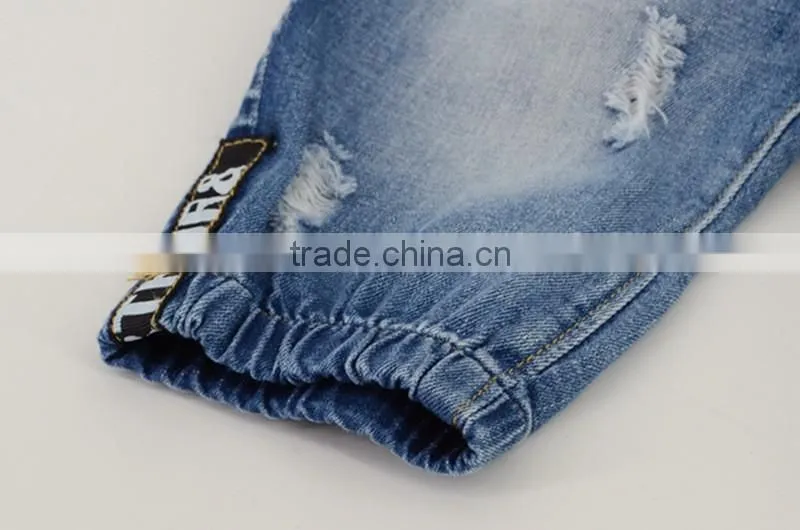 Wholesale Baby Girl Clothes 2016 New Summer Girl Ripped Jeans Lovely Little Girl Cropped Trousers