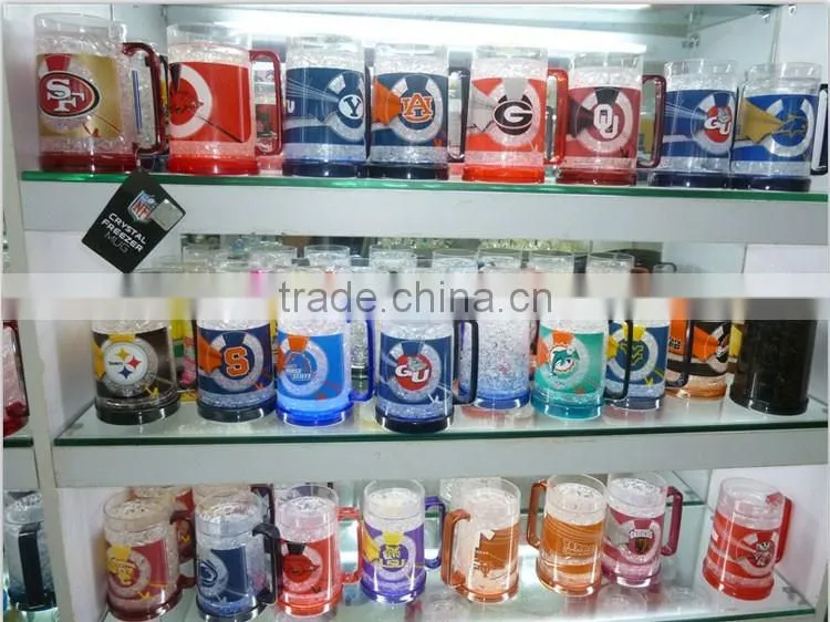 16oz BPA free plastic double wall ice mug freezer beer mug