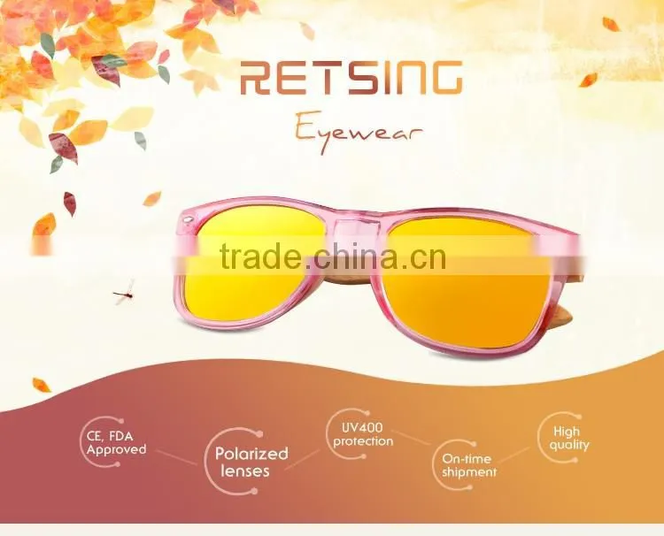 Custom polarized wooden sunglasses cheap wooden sunglasses mirror/revo lens