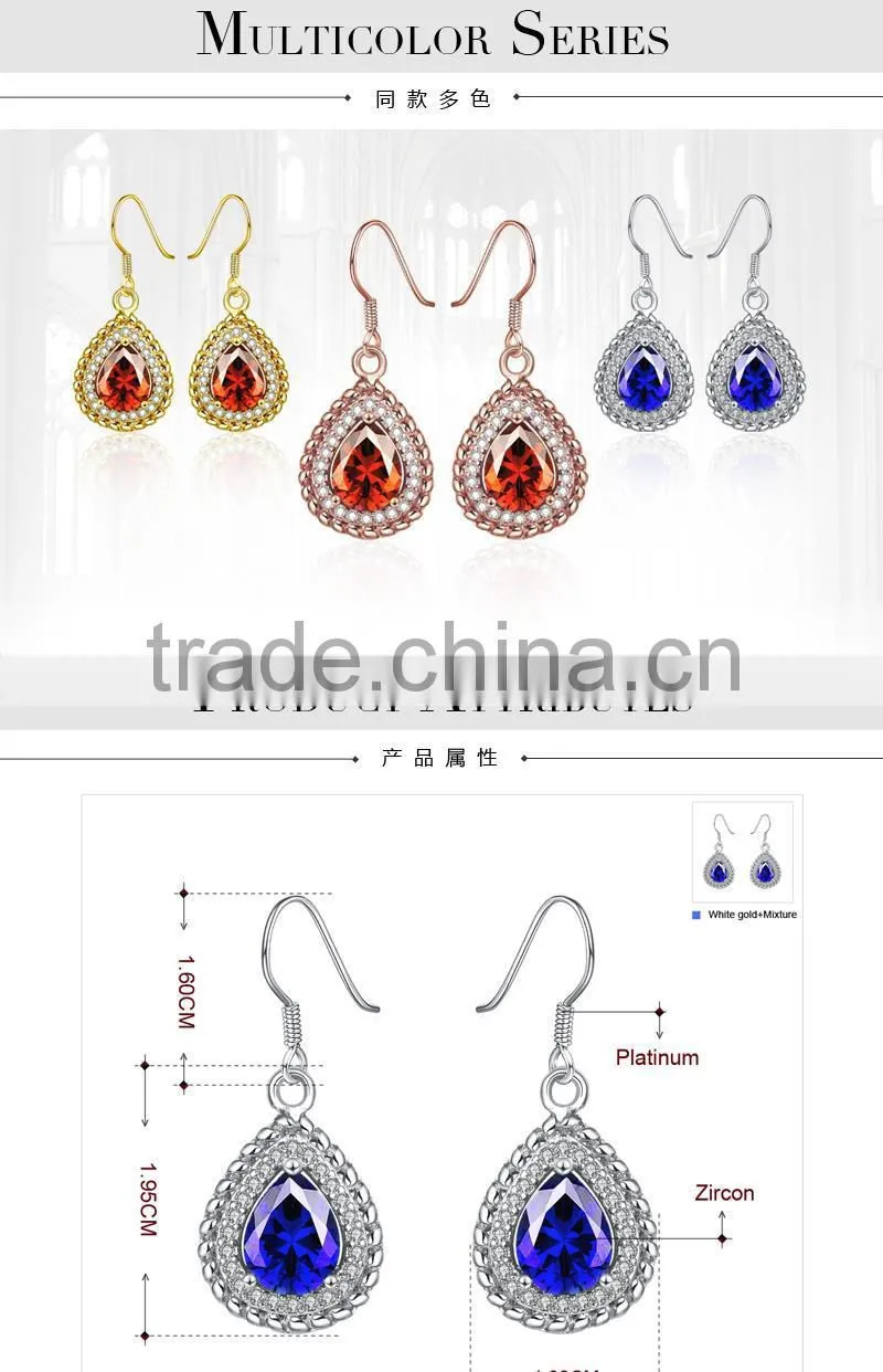 New fashion Indian designer round shape diamond drop earrings with blue stone