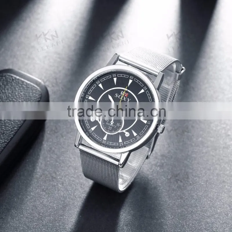 Latest Silver man watch, Cheap stainless steel case back watch