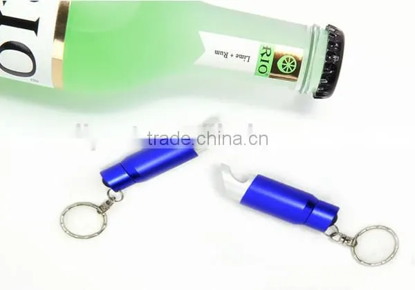 (1500348) Promotional Aluminum Mini 3 LED Flashlight Keychain with Bottle Opener
