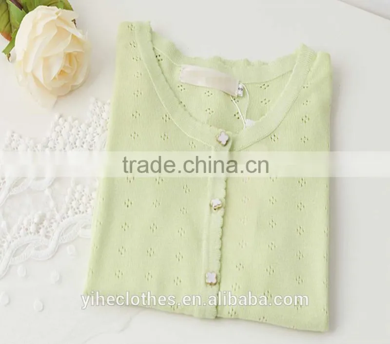 Sweet hollowed knitted sweater cardigan for lady's wear