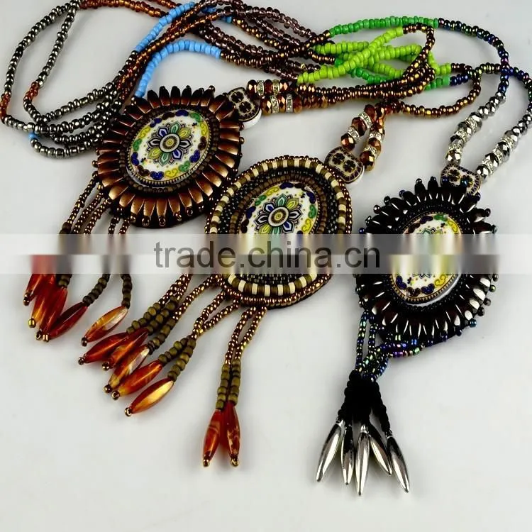 bohemian pendant applique, bohemian necklace /collar, beads trimming for wholesale