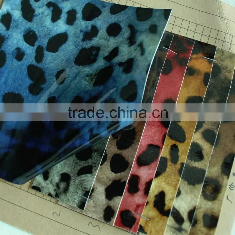 pearl shiny glossy pu leather with Leonpard pattern for lady handbags artificial pu leather
