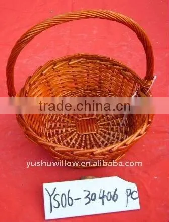 brown rectangular willow basket with handle for sale