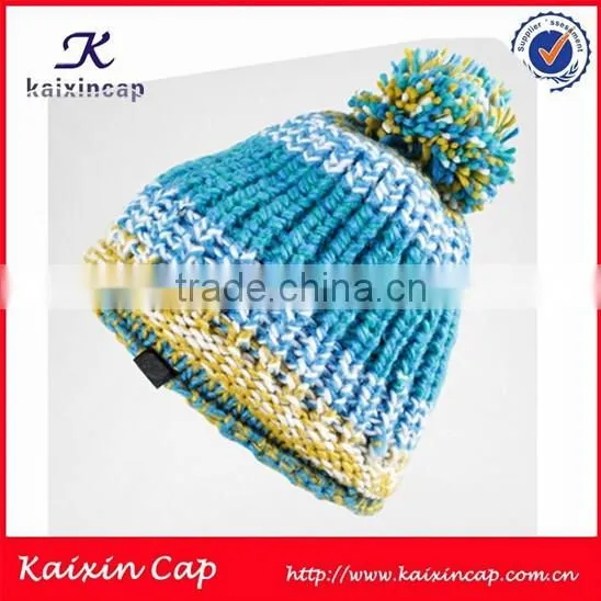 wholesale high quality jacquard pom pom beanie