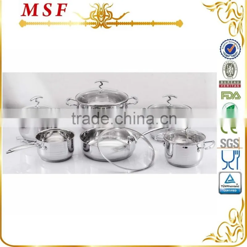 MSF Chinese Kitchen Appliances Manufacturer12pcs Stainless Steel Cookware Set MSF-3825
