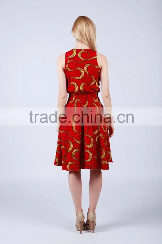 sleeveless A line shift wax print kitenge short african design dresses