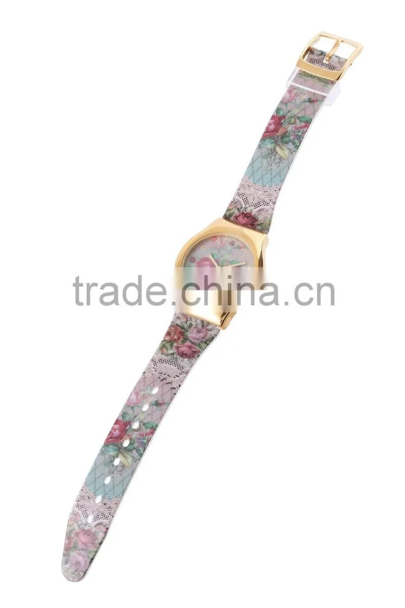 Fancy kids Sandwich band watch full printing plastic band watch child