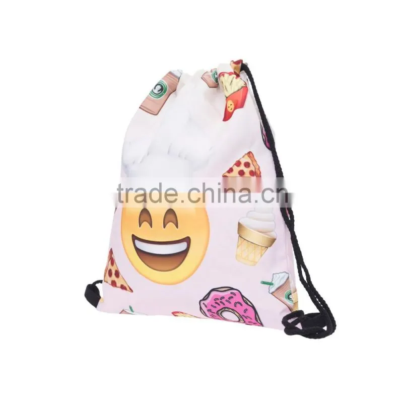 High Quality 3D Printed Emoji Cook Polyester Drawstring Bag