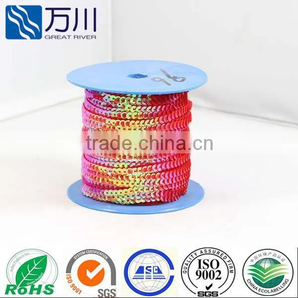 Rose flat sequin paillette string roll 6mm,100 yard/roll,wholesale for costume accessories