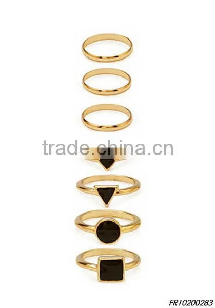 black gold geometric rings