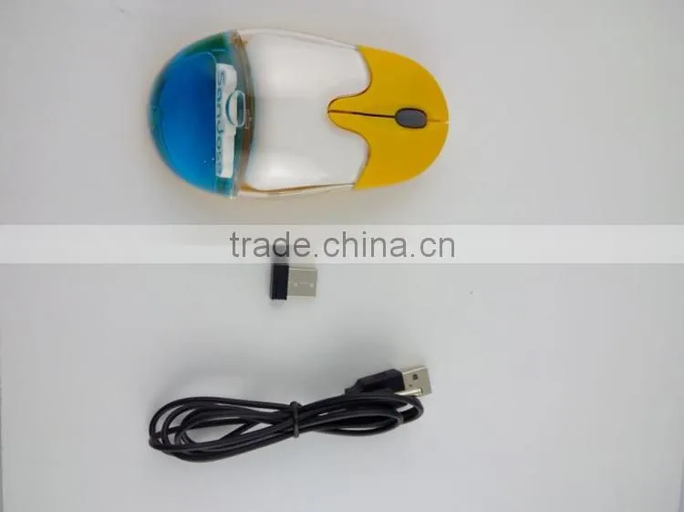 Computer Gift 2.4G Rechargeable Wireless Liquid Aqua Mouse with usb mini receiver