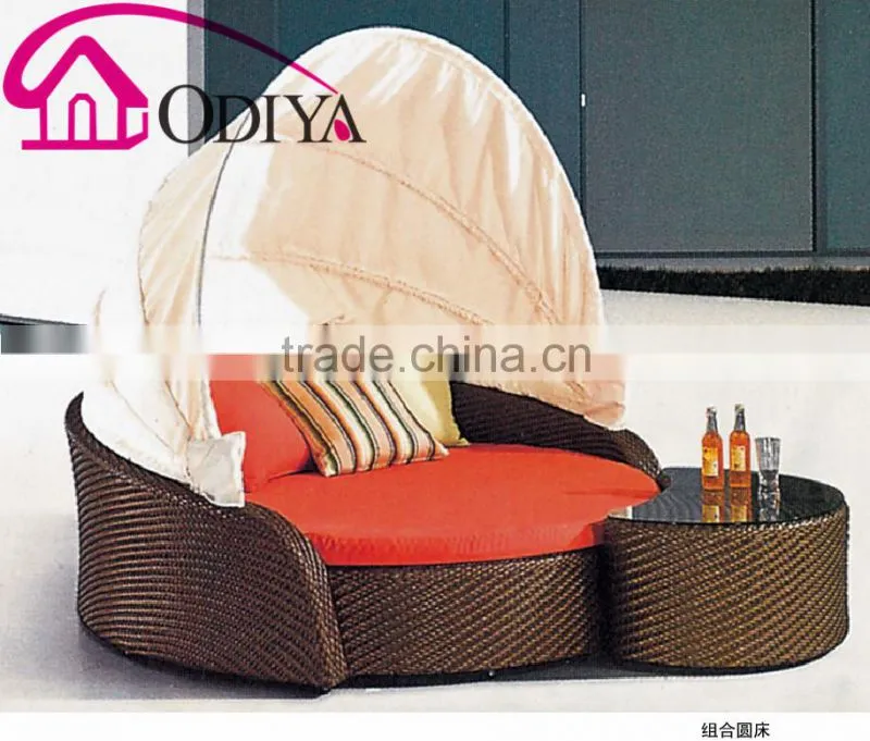 outdoor garden rattan round daybeds with canopy