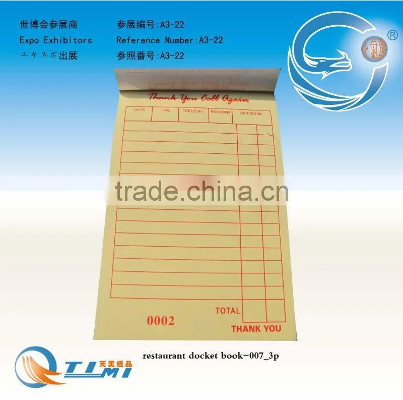 restaurant docket book(small table order book),take away docket book,