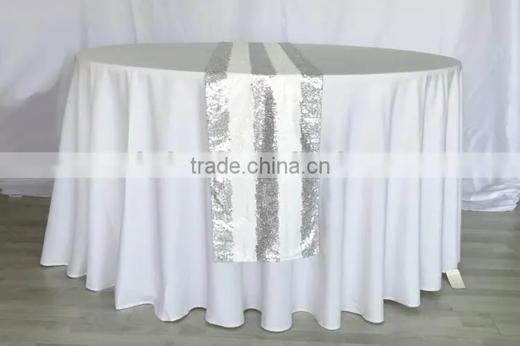Beautiful silver color stripe cheap sequin table runner