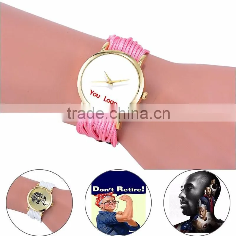 Braided Leather Women Bracelet Custom Made Watches relogio personalizado