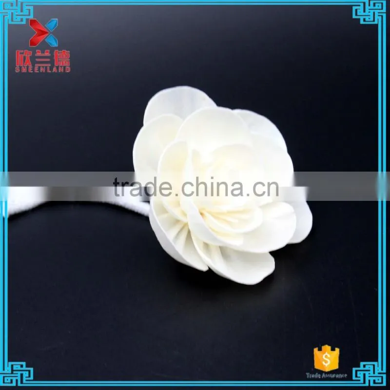 2015 new design 8cm hand white camellia sola wood flower for home decoration