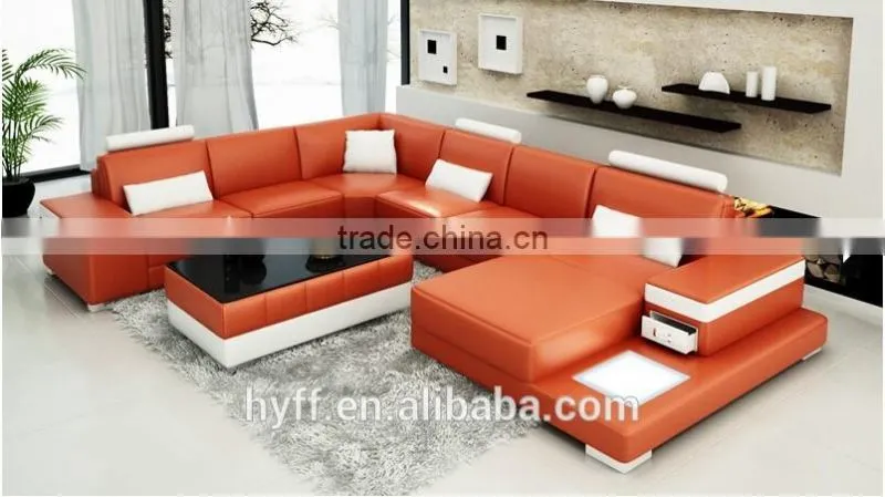 Round genuine italy leather corner office sofa HYZ35