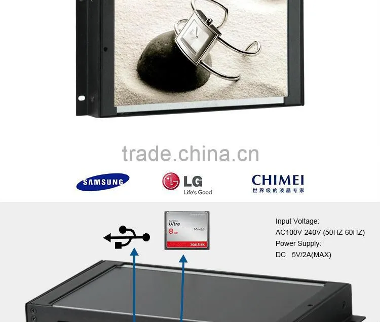 FlintStone loop playing 10 inch open frame lcd advertising screen
