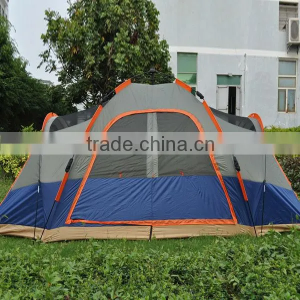 New Style 4 Door Big Family Double Layer 4 Person Fiberglass Automatic GardenTent