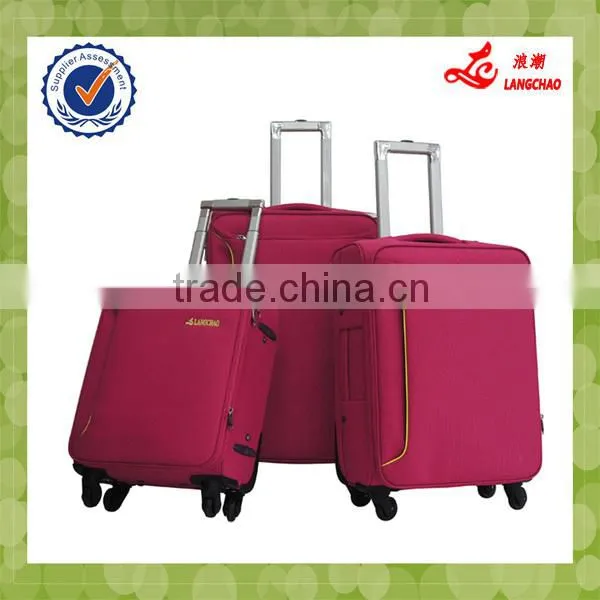 Four Wheels Decent Fashion Girls Pink Fabric Trolley Storage Case