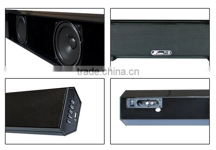 Factory price manufacture slim ABS home theatre system soundbar with fm radio