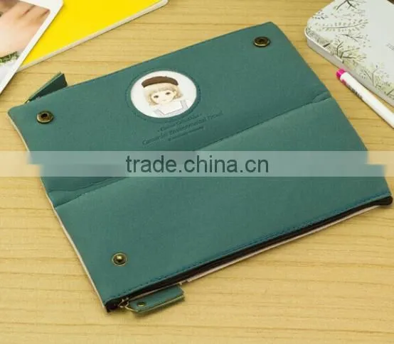 Hot sale two pockets school pencil bag/pencil case