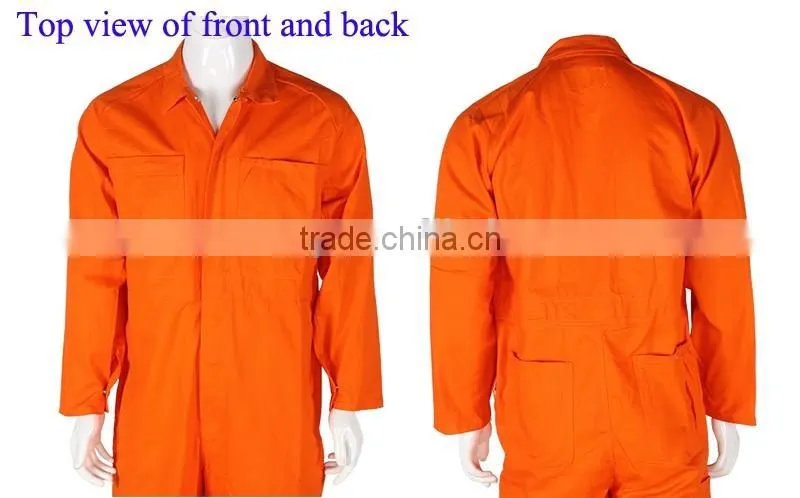 Men's OR orange twill pre shrunk inseams 100% cotton working coverall