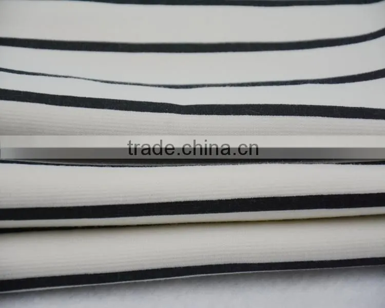 Jiufan Textile Stripe Printed Spun Polyester Spandex Single Jersey Knit Roma Fabric
