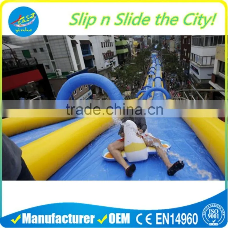 2016 Hot Sale Extreme Inflatable Slip n Slide the City 3 lanes inflatable water slide