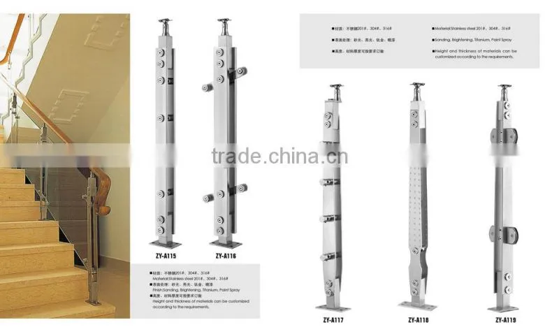 Balcony railing Stair railing tempered glass railing design for stair and veranda