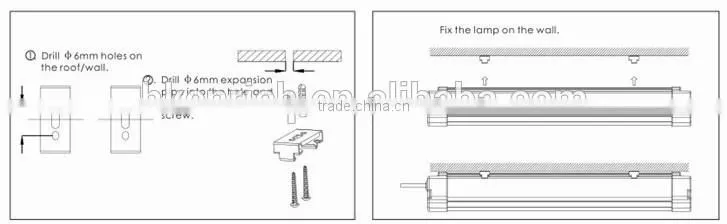 IP65 Aluminum Tri-proof led lamp with AC100-240V