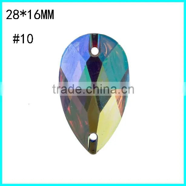 Flatback Rhinestone,Teardrop Acrylic stone 17*28mm , AB Sew On Stone