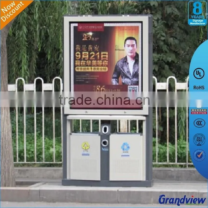 Wooden brown paint led customized light box with trash bin