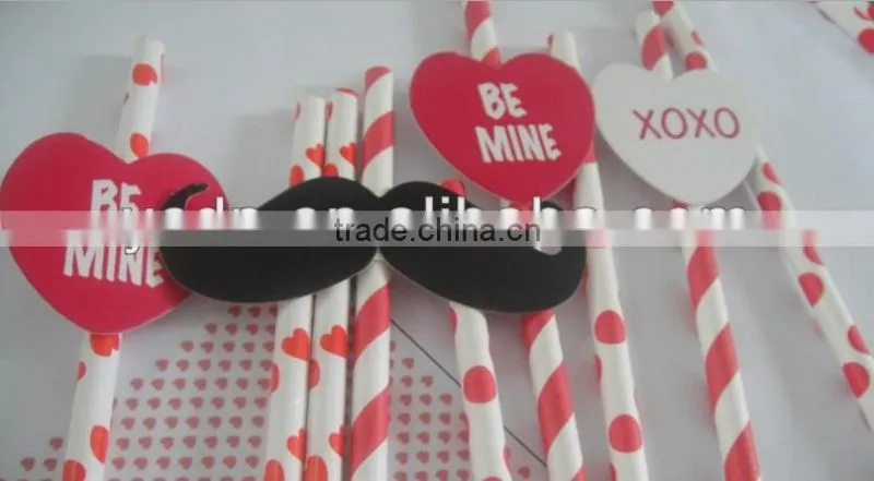 6*197mm straight paper drinking straws with lovely pattern