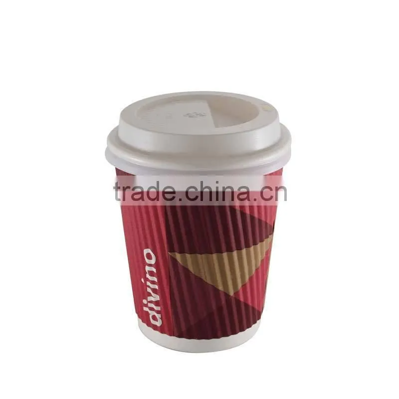 Single wall or double wall paper tea cup with lid 8OZ
