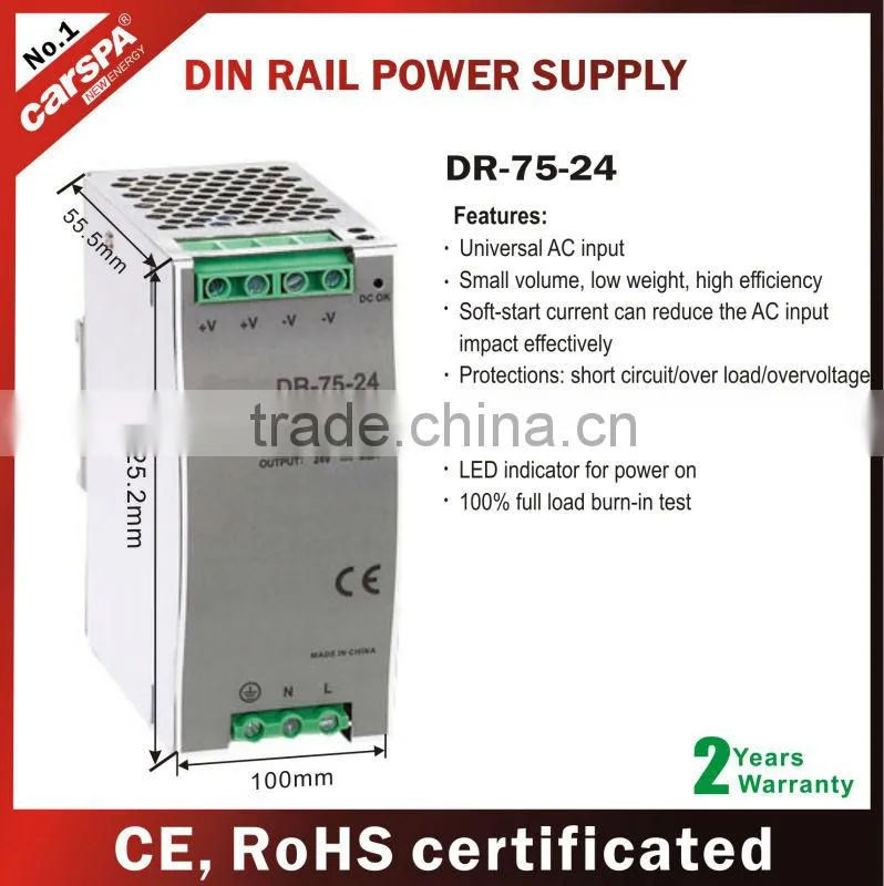 smps manufacturer DIN Rail power supply 24v 3.2a