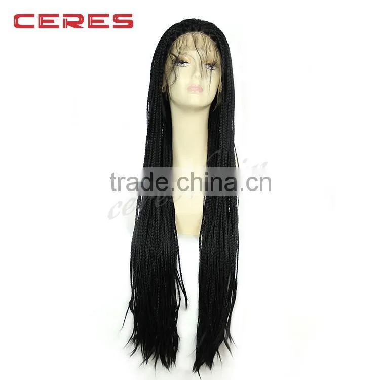 lace front box braid wig synthetic African braided wig for black women