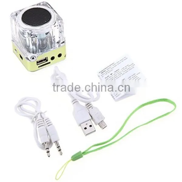 Rechargeable built in battery transparent micro usb sd speaker clock