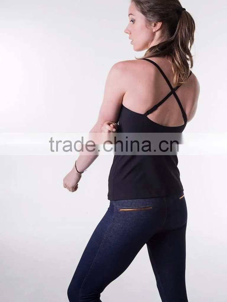 New Design Women Active Sports Wear Scrunchy Front Strap Tank Top