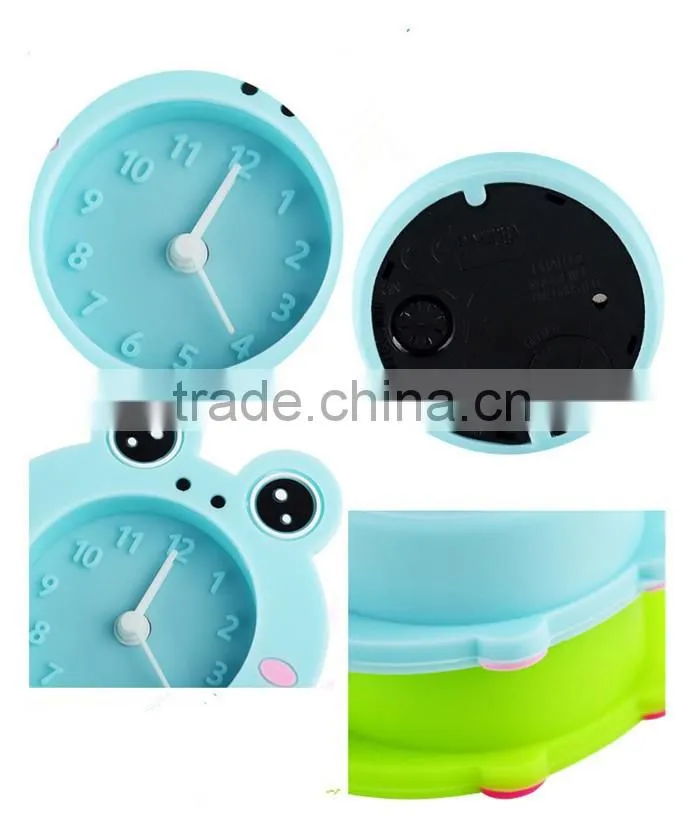 Wholesale creative mini silicone small alarm clock Frogs candy color silicone lazy alarm clock digital alarm clock