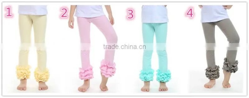 High quality wholesale girls leggings wholsale boutique toddlers cotton tight leggings kid's ruffle pants leggings