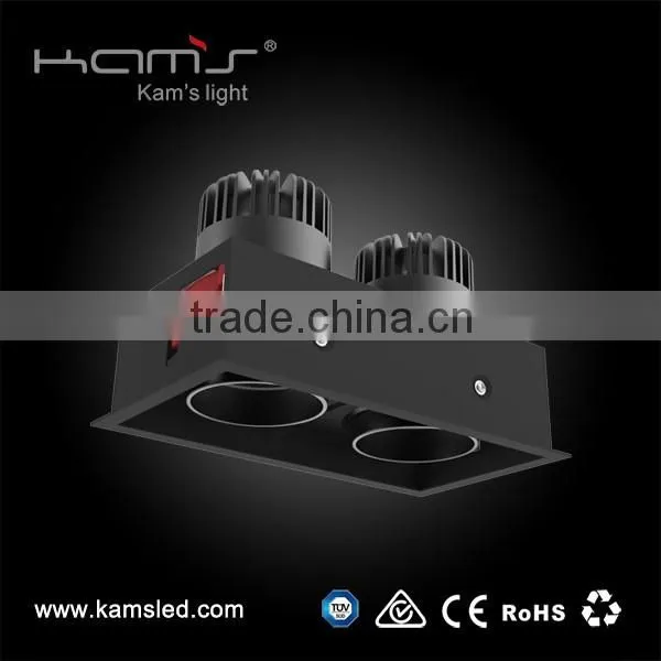High lumen one head grille downlight recessed ceiling lamp square narrow trimless grille lighting