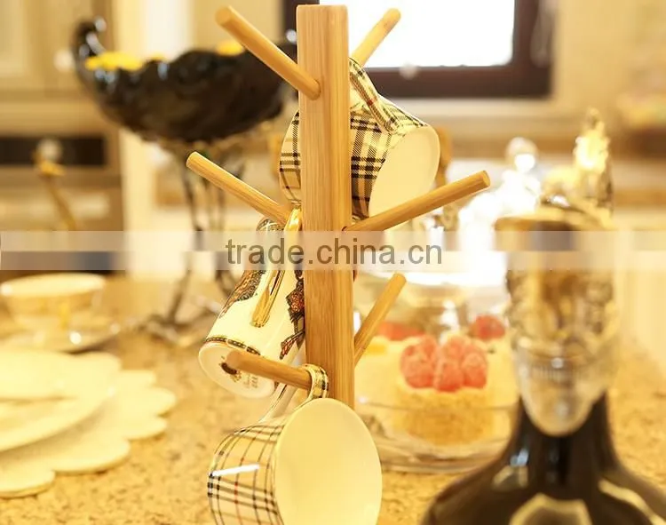 Bamboo cup hanger rack