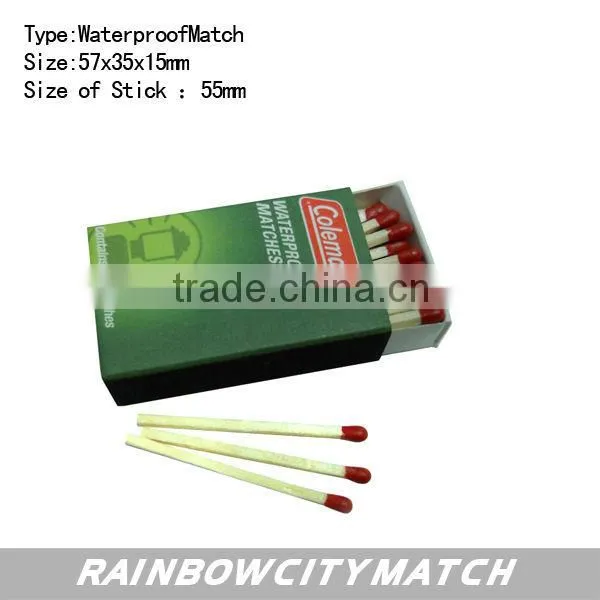 waterproof waxed match, boxed match ,matchesCOLEMAN outdoor usage match